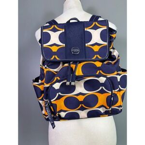 NWOT Coach 2013 F23909 Mini Backpack Navy Orange Signature C Optic Logo Nylon